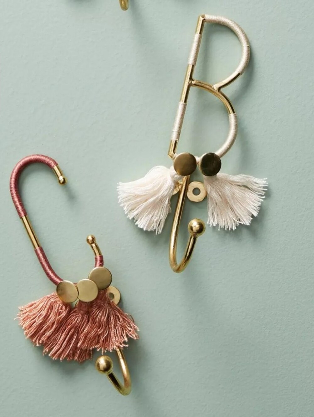 Anthroplogie Fringed Letter C Hook With Tassles